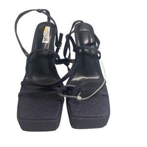 DS Women’s Purple Sparkly Heel Sandals Strappy Size 10 Platforms